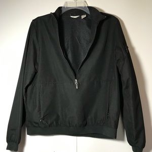 Liz Golf Black Windbreaker Pockets 3/4 Zip NWOT